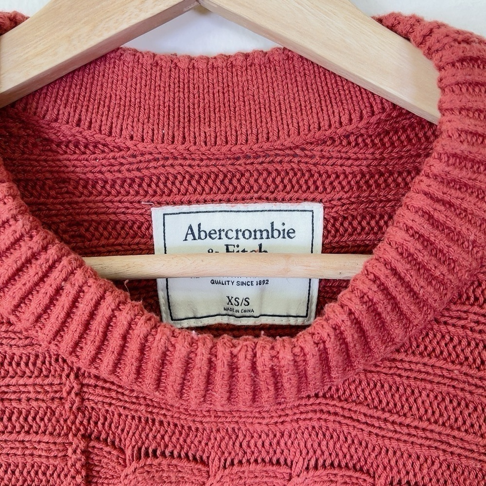 Abercrombie & Fitch Pumpkin Spice Orange Chunky Cable Knit Poncho Sweater - Picture 12 of 16